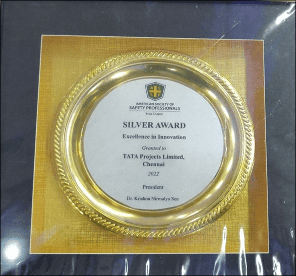 CMRL TU-01 - Silver Award in HSE Excellence By ASSP India Chapter