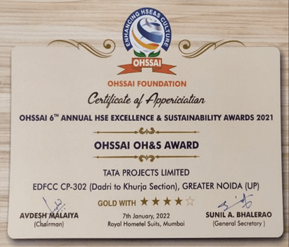 OHSSAI OH&S Award To The Following Projects_ LOT-301, LOT-302, CTP-11, CTP-13 & Losari Machavaram Road Project