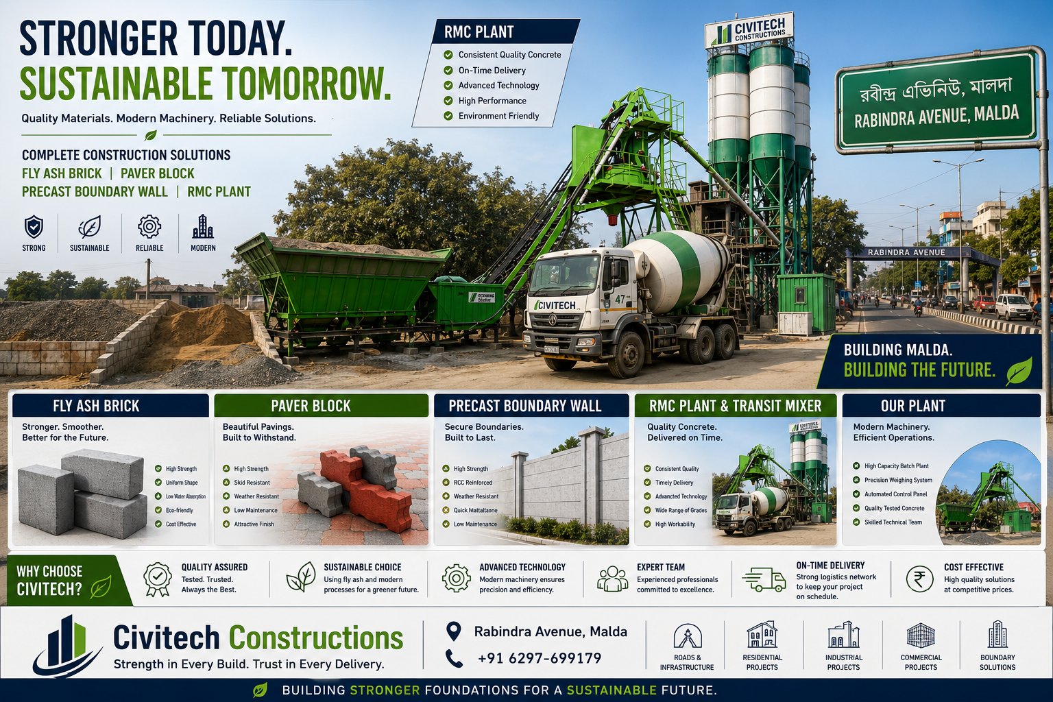 We have batching plant, skilled labours and many more in our company 