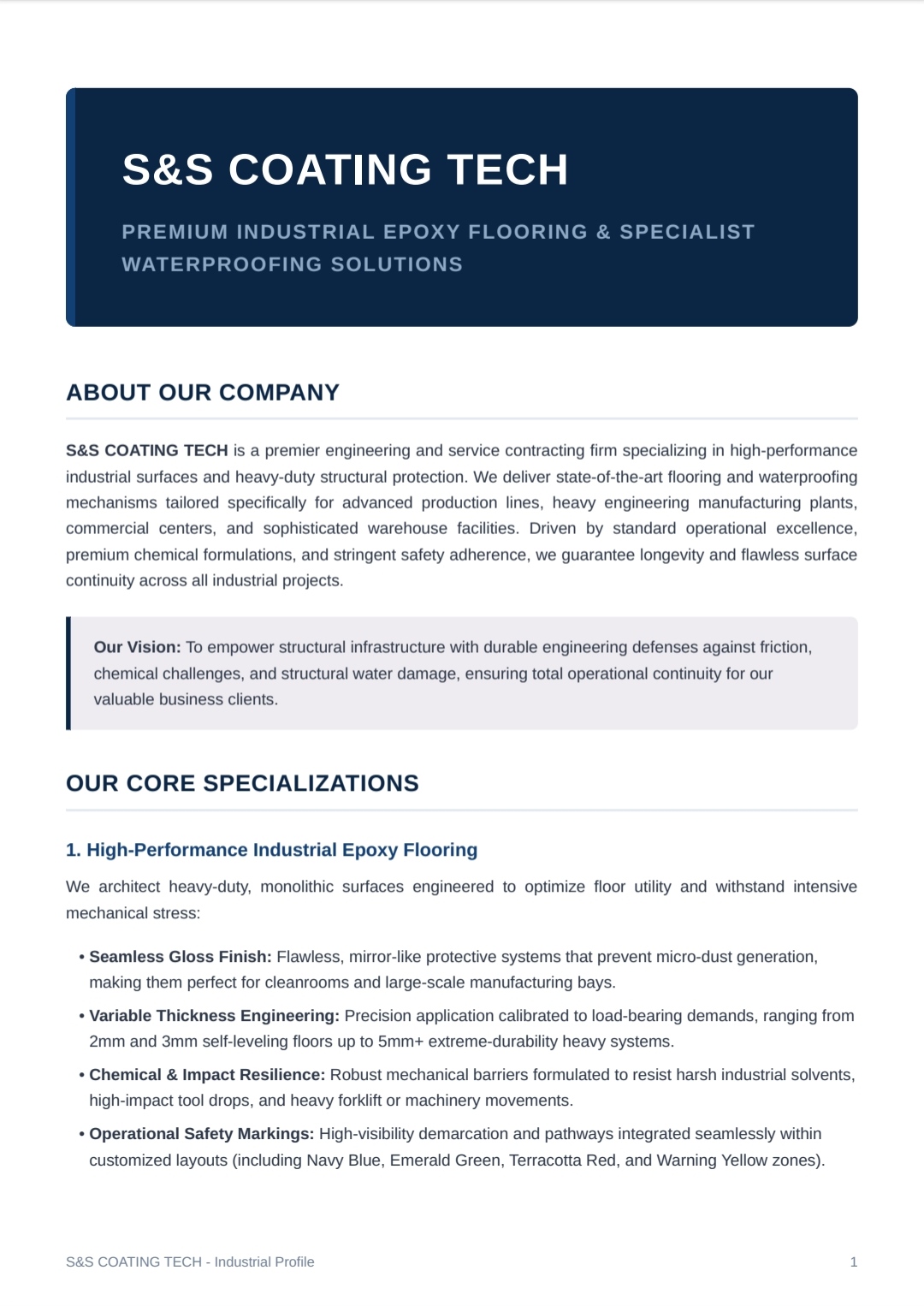 S&S COATING TECH - Industrial Flooring and Waterproofing Company Profile