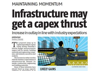Infrastructure may get a capex thrust